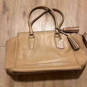 Coach Beige Leather Tote Bag